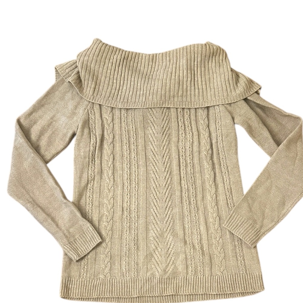 New York & Company Soho Off the Shoulder Knit Black Bow Sweater Size Small